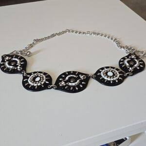 Vintage Chicos Elegant Black and Silver Statement Belt